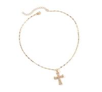 HINAYOSAN Zirconia Inlaid Coppers Crucifix Pendant Necklace Spiritual Choker Fashion Accessory For Religious Event And Daily Wear Crucifix Necklace