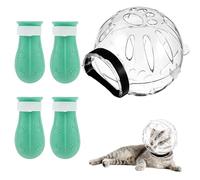 hinbkenla Cat Muzzle for Grooming,Cat Bubble Muzzle,Helmet,Breathable Hood Cover with 4 Silicone Paw Shoes for Bath Nail Trimming Cats Biting Chewing(Size:M)