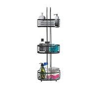HINCH Non Rust 3 Tier Free Standing Shelf Shower Bath Caddy Toilet Organiser Vintage Design Storage Rack Bath Organizer - Dark Grey