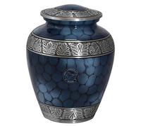 Hind Handicrafts Elite Cloud Blue and Silver Cremation Urn for Human Ashes - Adult Funeral Urn Handcrafted - Affordable Urn for Ashes (7.25'' x 7.25'' x 9.5'' - 200lbs or 91kg)