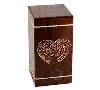 Hind Handicrafts Hand-Carved Rosewood Cremation Urn | Tree of Life Design Funeral Keepsake Box for Adult Ashes | Decorative Burial Memorial Tribute (250 LB)