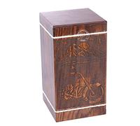 Hind Handicrafts Handcrafted Biker Wooden Urns for Human Ashes Adult Large - Mountain Rising Sun Cremation Urn for Ashes - Burial Urn for Columbarium - Funeral Urn Box (250 LB - Rosewood, Type1)