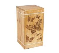 Hind Handicrafts Handcrafted Floral Engraved Wooden Urns for Human Ashes Adult Large - Cremation Urn for Ashes - Burial Urn for Columbarium - Funeral Urn Box (Floral Butterfly 1, 250 LB - Hardwood)