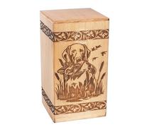 HIND HANDICRAFTS Handcrafted Floral Engraved Wooden Urns for Human Ashes Adult Large - Cremation Urn for Ashes - Burial Urn for Columbarium - Funeral Urn Box (Dog Hunting, 250 LB - Beechwood)
