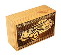 HIND HANDICRAFTS Handcrafted Pinewood Cremation Urn for Human Ashes | Vintage Car Design | Decorative Funeral Memorial Keepsake Box for Adult Men & Women (250 LB Capacity)