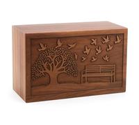 HIND HANDICRAFTS Handcrafted Tree of Life Wooden Cremation Urns for Human Ashes Adult Large - Funeral Urn Box - Burial Urns for Columbarium (250 LB - Rosewood, Dove)
