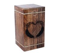 Hind Handicrafts Handcrafted Wooden Cremation Urn for Human Ashes | Engraved Heart Design Funeral Keepsake Box | Memorial Burial Urn for Adults Male & Female (250 LB Capacity)