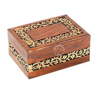 Hind Handicrafts Handmade & Handcrafted Rosewood Borders Engraving Wooden Cremation Urns for Human Ashes Adult, Funeral Urn Box (Medium : 7" x 5.5" x 3.5" - 93lbs or 42kg, Golden Border)
