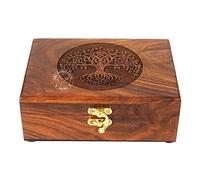 Hind Handicrafts Rosewood Handmade Wooden Urn Tree of Life Engraving Handcarved Jewellery Box for Women-Men Jewel | Home Decor Accents Decorative Boxes Storage & Organiser (7'' x 5.5'' 3.5'', - 12)