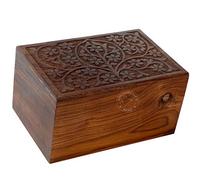 Hind Handicrafts Rosewood Top Engraved Wooden Cremation Urns for Human Ashes Adult - Handcrafted Funeral Memorial Ashes Urn - Large Columbarium Urn (250 LB - T1, Natural)