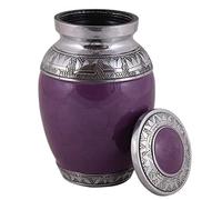 Hind Handicrafts Small Cremation Urn for Human Ashes | Engraved Memorial Funeral Urns | Decorative Keepsake Urn with Secure Lid & Velvet Bag | Elegant Tribute for Adult Men & Women (Pearl Purple)