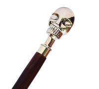 Hind Handicrafts Victorian Skull Walking Stick - Ebony Wood Cane with Brass Handle | Antique Decorative Foldable Cane for Men & Women (36 inch, Skull)