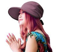 HINDAWI Sun Hats for Women with UV Protection Wide Brim Sun Hat Visor Summer Beach Outdoor Foldable Womens Cap, Burgundy, M