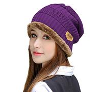 HINDAWI Winter Hats for Women & Men Slouchy Beanie Skull Caps Warm Snow Ski Knit Hat Cap, Purple, Medium