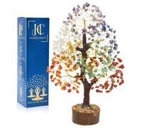 HindCraft 7 Chakra Tree of Life Crystal, Natural Healing Gemstone Money | Handcrafted 7 Chakra gemstone tree for elegant home and office décor, thoughtful birthday gift, housewarming present