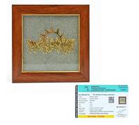 HindCraft Seven Horses Pyrite Frame - Vastu Wall & Table Decor | Raw Pyrite Stone with 7 Horse Design | Home Office Showpiece | Diwali & Housewarming Gift | 7x7 Inch