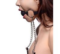 Hinder Breathable Silicone Ball Gag with Nipple Clamps