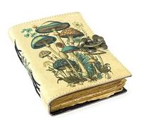Hindoro Mushroom Printed Blank Spell Book of Shadow Leather Journal Deckle Edge Paper witchy wiccan journal spiral Gothic Notebook Grimoire Journal Christmas Gifts for Men and Women