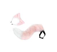 hindraem Ears and Tail Cat Ear Headband Headwear for Party Prom Halloween Fun and Whimsical Accessories Set Fur, Pink, 50cm
