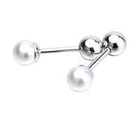 hindraem Elegant Round Pearl Detachable Shirt Men s Suit Cufflinks Quality Brand, Silver, 10x36mm