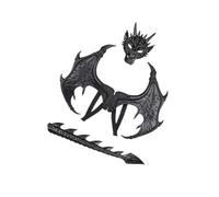 hindraem Exciting Kids Dragon Costume Festival Pretend Playing Wing Dinosaur Tail Mask Set Party Props, Black, 30 x 24cm