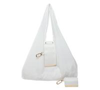 hindraem Keychain Tote Bag Portable Foldable Style Premium Leather Selection Expanding Possibilities Foldable Tote Bag Can Be Unfolded In Seconds Expandable Mini Bags With Key Ring, white