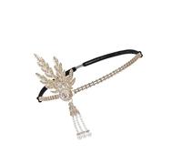 hindraem Vintage Rhinestone Woman Headband 1920s Headpieces Elegant and Sparkling Women, Gold