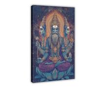 Hindu God Brahma Art Print, Creator of Universe Canvas Poster Bedroom Decor Landscape Office Room Decor Gift 12x18inch(30x45cm)