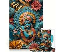Hindu God Krishna 1000 Piece Jigsaw Puzzles- Reason Skill Smooth Joint Happy Challenge (38x52cm)