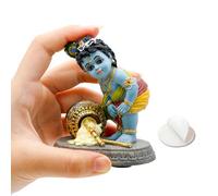 Hindu God Krishna Idol Statue - 3.7"H Small Butter Thief Makhan for Car Dashboard Decor Birthday Diwali Gift Indian Home Temple Mandir Altar Pooja Murti Item Meditation Yoga Room Spiritual Decor