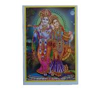 Hindu God Lord Radha Krishna Glossy Shrine Picture Glitter Finish