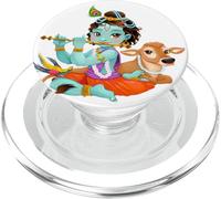 Hindu god Lord Shri Krishna with a Cow and a Bird PopSockets PopGrip for MagSafe