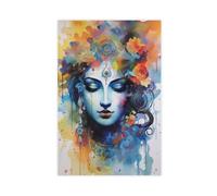 Hindu God Mural, Krishna Watercolor Portrait, Indian God Poster Print Canvas Mural Poster Canvas Poster Bedroom Decor Landscape Office Room Decor Gift Unframe: 12x18inch(30x45cm)