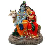 Hindu God Radha Krishna Statue - 6.6" H Indian Idol Valentine Wedding Gift for Indians Puja Item Pooja Diwali Gifts Home Office Altar Temple Mandir Yoga Studio Spiritual Decor