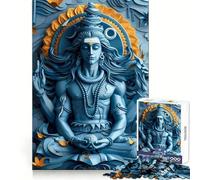 Hindu God Shiva 1000 Pieces Jigsaw Puzzles for Adults Strong Logic Sharp Color Fun Challenge (38x52cm)