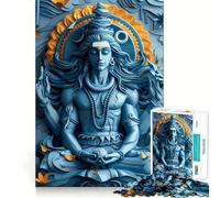 Hindu God Shiva 1000 Pieces Jigsaw Puzzles for Adults Strong Logic Sharp Color Fun Challenge (38x52cm)