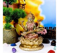 Hindu Goddess Lord Saraswati Statue - 6.3"H Indian Idol Saraswati Sitting on Lotus Sculpture India God Figurine Home Mandir Temple Altar Yoga Decor Diwali Pooja Gifts