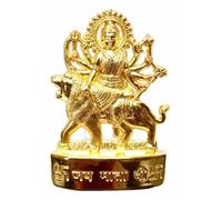 Hindu Indian GODS Lord Ganesh Laxmi Durga Saraswati Ram Hanuman Wealth Luck Pooja Metal Festival Occasion Happiness Mandir Temple Prosperity Success Postive Energy (Durga Mata), Gold, 11.3 cm