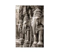 Hindu Temple Elephant Wall Art, Sepia India Architecture Print Canvas Poster Bedroom Decor Landscape Office Room Decor Gift 20x30inch(50x75cm)