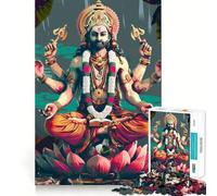 Hinduism God Brahma Puzzles for Adults 1000 Piece Cognitive Train Perfect Connection Pattern Build Art Display (38x26cm)