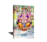 Hinduism Wall Art for Man Lady Living Room Home Wall Art Ganesha Canvas Poster Wall Art Hindu Gods Canvas Wall Art for Bedroom Office Wall Decoration Stretched and Framed Ready to Hang 24x16 Inch