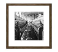 Hine Little Spinner Mollohan Mills Child Labour 1908 Photo 8X8 Inch Square Wooden Framed Wall Art Print Picture with Mount Artery8 Brown One Size