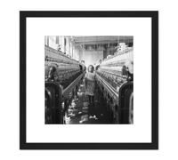 Hine Little Spinner Mollohan Mills Child Labour 1908 Photo 8X8 Inch Square Wooden Framed Wall Art Print Picture with Mount Artery8 Black One Size