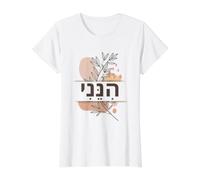 Hineni Hebrew Here I Am Isaiah 6:8 Send Me Boho Value Graphic T-Shirt, Women, White, XS