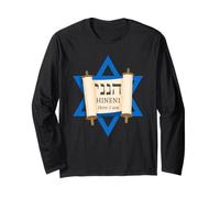 HINENI Here I Am - Hebrew Star of David Christian Faith Long Sleeve T-Shirt