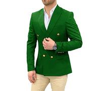 Hinewsa Navy Blue Wedding Blazer Men Gentleman Suit Jacket Gold Buttons Casual Slim Fit Double Breasted Business Coat