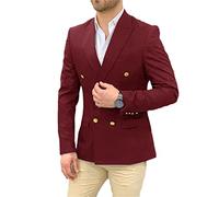 Hinewsa Navy Blue Wedding Blazer Men Gentleman Suit Jacket Gold Buttons Casual Slim Fit Double Breasted Business Coat