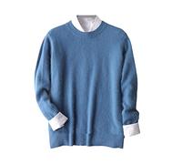 Hinewsa Warm Mink Cashmere Sweater Men Autumn Winter Clothes Pullover Jumper Robe Men Sweater Blue S