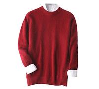 Hinewsa Warm Mink Cashmere Sweater Men Autumn Winter Clothes Pullover Jumper Robe Men Sweater Dark red S