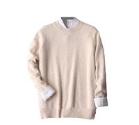 Hinewsa Warm Mink Cashmere Sweater Men Autumn Winter Clothes Pullover Jumper Robe Men Sweater Khaki M